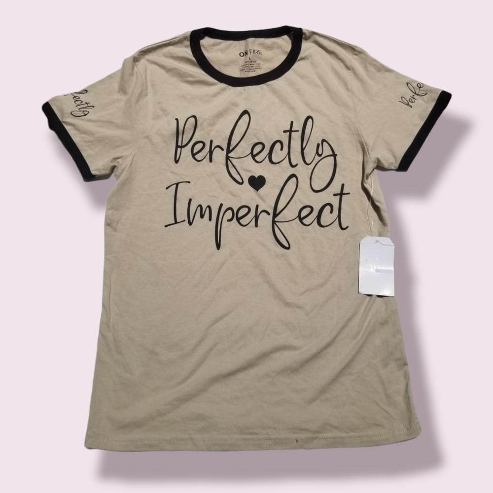 Perfectly Imperfect On Fire Graphic Short Sleeve Shirt Tan / Beige Large